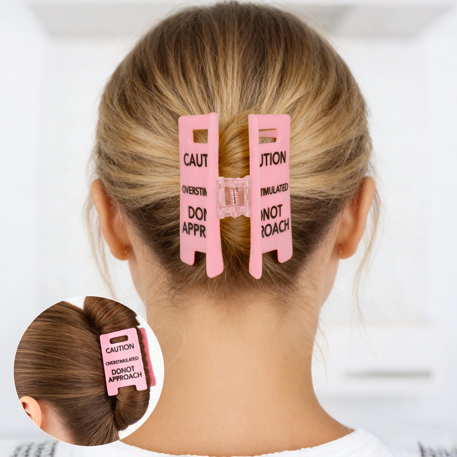 ALkrinox in-use hair clip holding half-up style, comfortable hold and quirky look