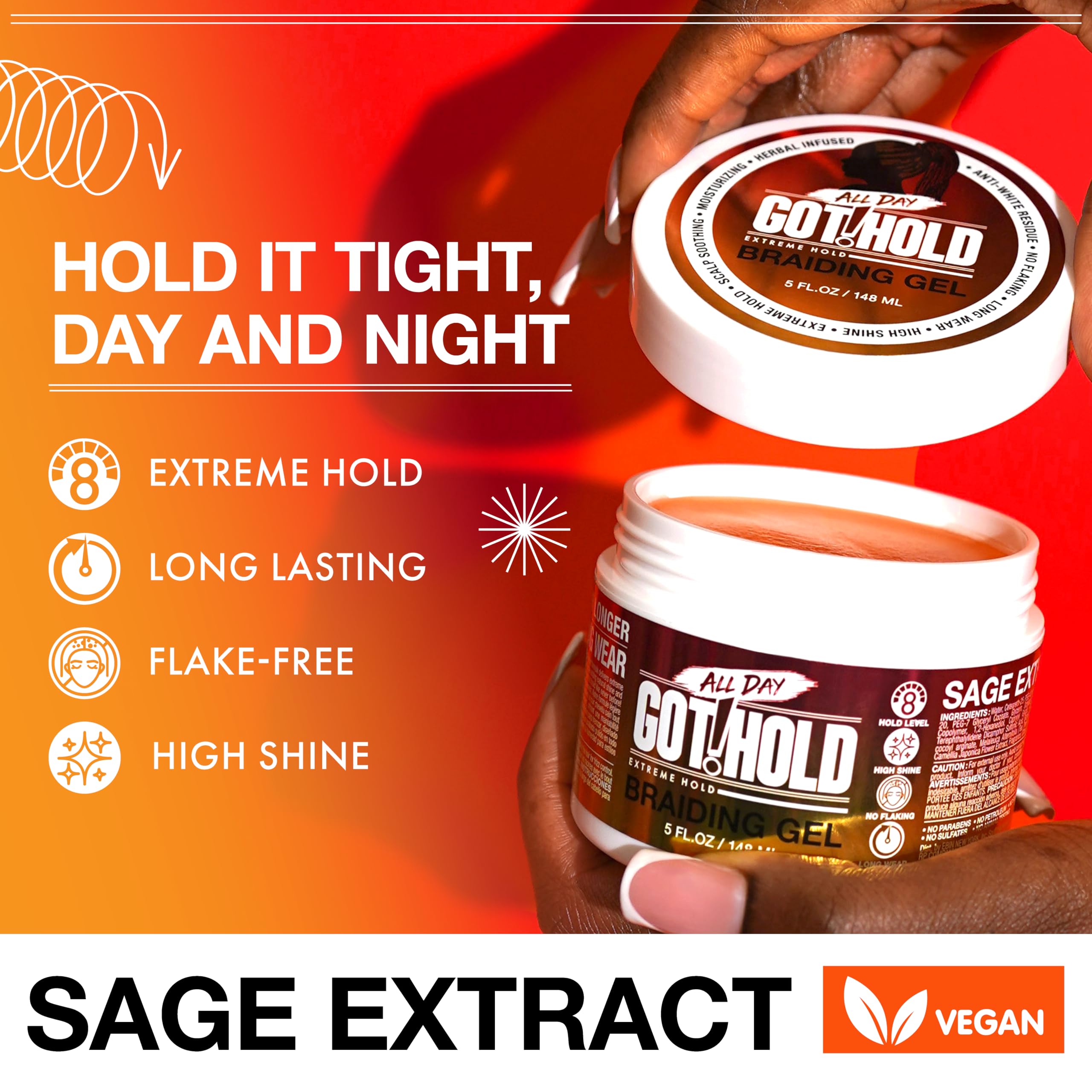 ALL DAY GOT HOLD gel on hands demonstrating easy application and quick control