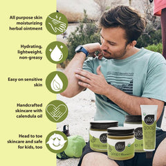All Good Goop beside keys and phone showing pocket-sized convenience benefit