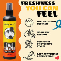 AllDay Locks applied to braided hair showing refreshed scalp and shine