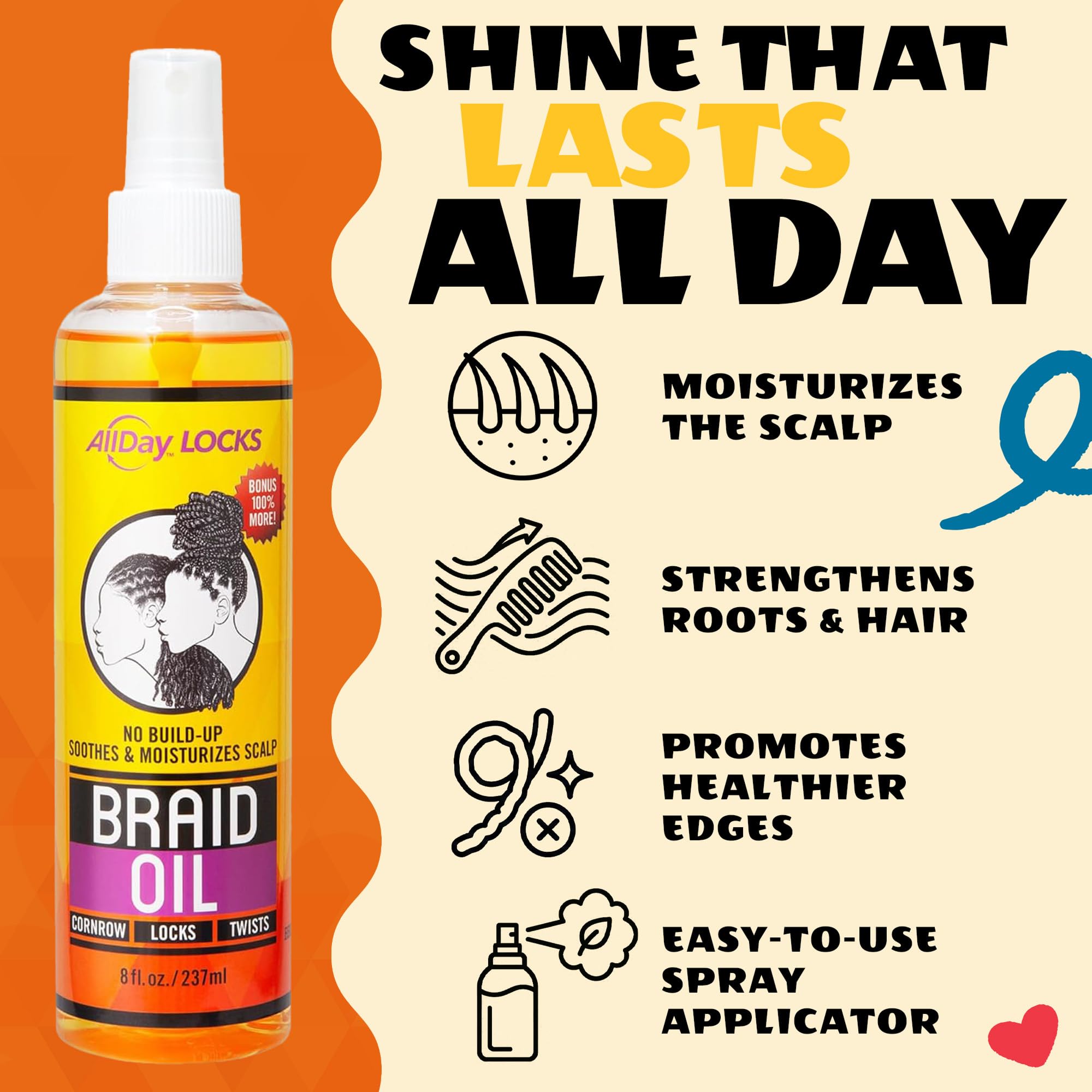 AllDay Locks being sprayed onto braided scalp to soothe and hydrate