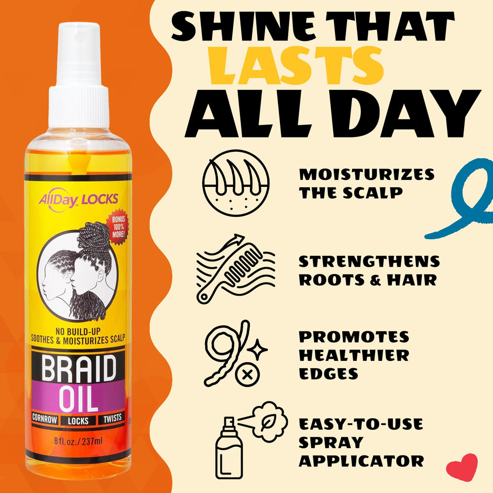 AllDay Locks being sprayed onto braided scalp to soothe and hydrate