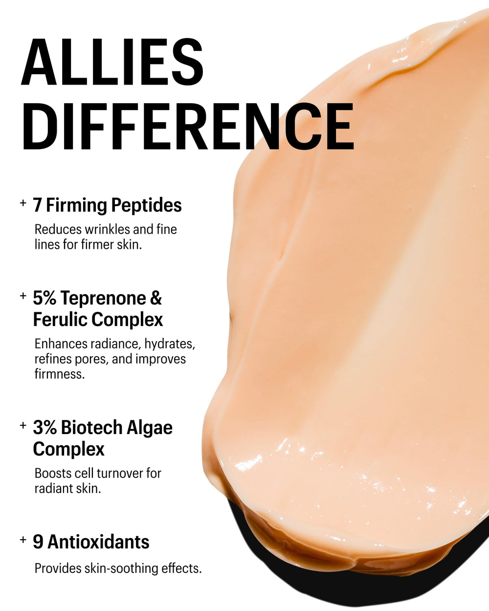 Allies of Skin being applied to cheek demonstrating fast absorption and layering ease