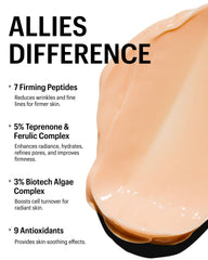 Allies of Skin being applied to cheek demonstrating fast absorption and layering ease