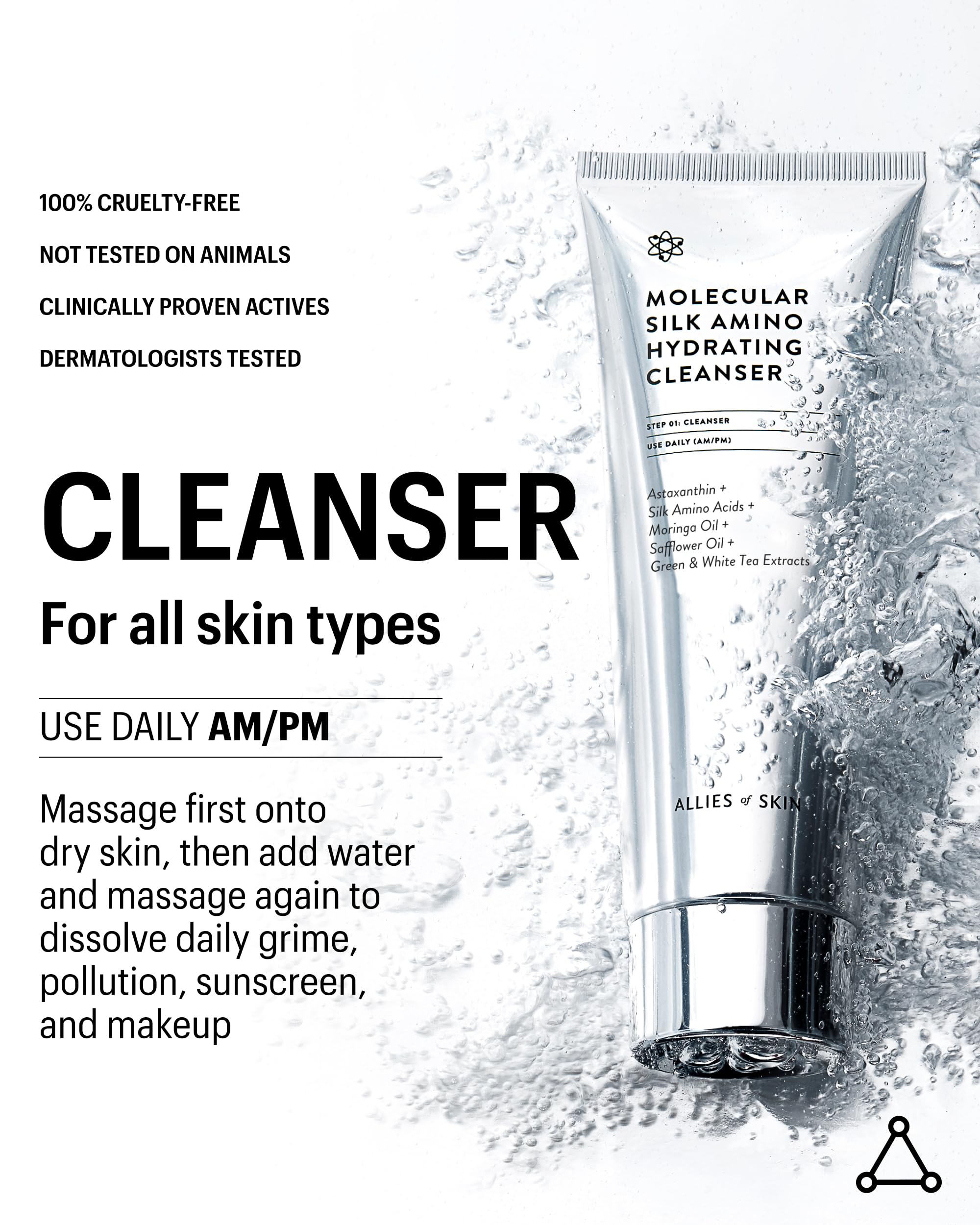 Allies of Skin bottle on bathroom counter in lifestyle scene suggesting daily routine integration