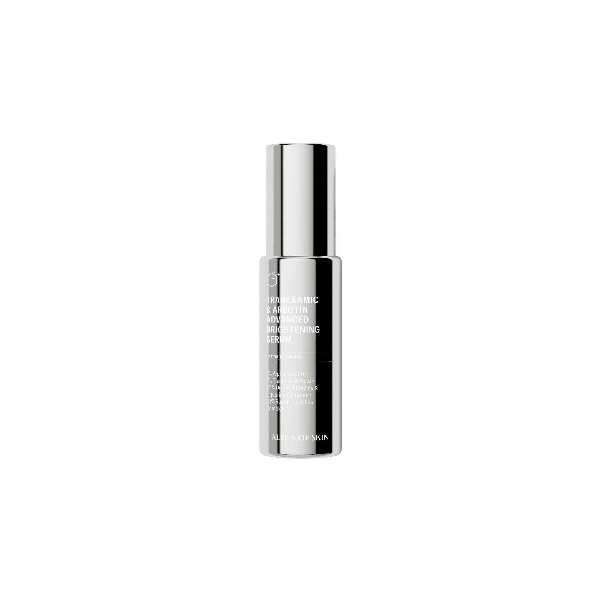 Allies of Skin front bottle showing sleek label and 1.6 fl oz volume benefiting clarity