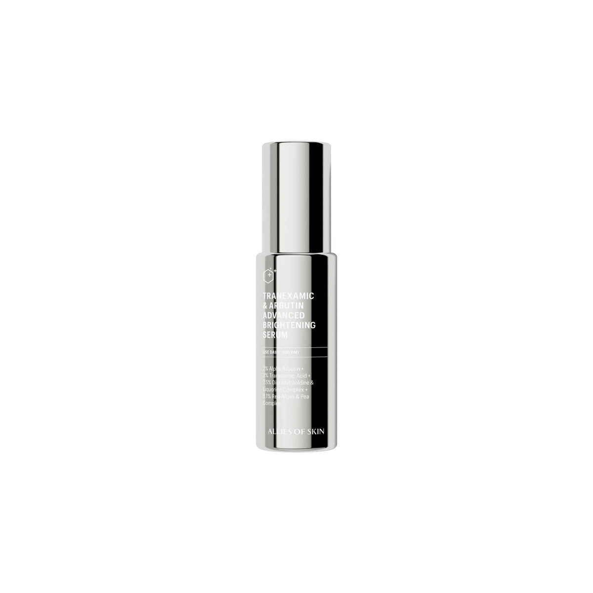 Allies of Skin front bottle showing sleek label and 1.6 fl oz volume benefiting clarity