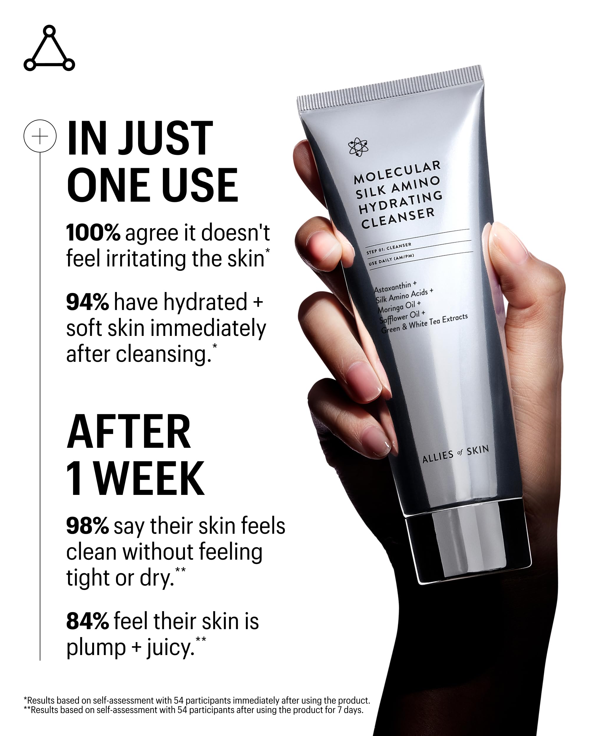 Allies of Skin texture close-up showing silky gel-cream and moisturizing glide on skin