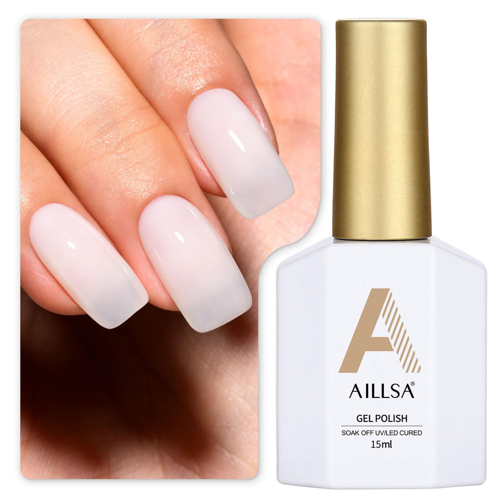 AILLSA bottle front view showing milky white gel, professional finish
