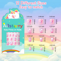 Allstarry child pressing a nail on finger to show easy, glue-free application