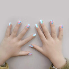 Allstarry child wearing assembled nails, showing comfortable short length and playful design