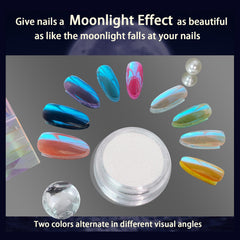 Allstarry mixed into clear gel to create custom pearlescent polish with durable shine
