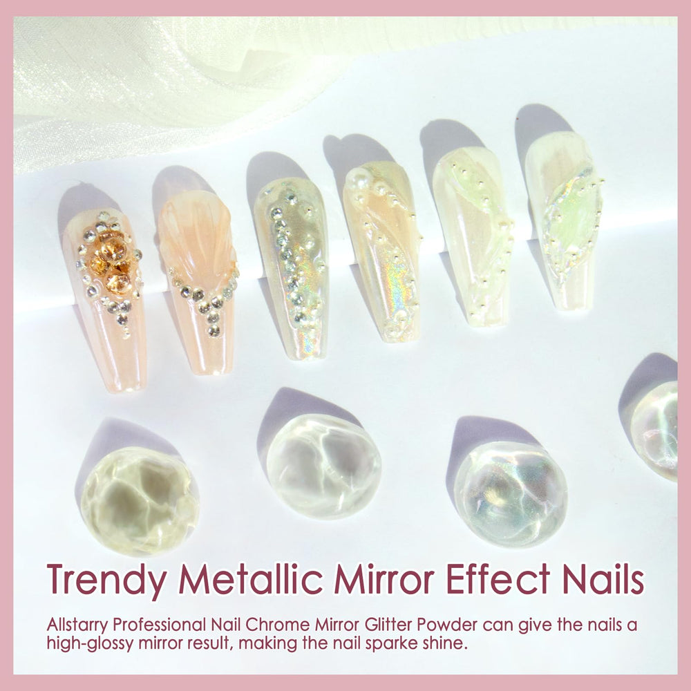 Allstarry chrome powder pots close-up displaying fine texture for smooth metallic finishes