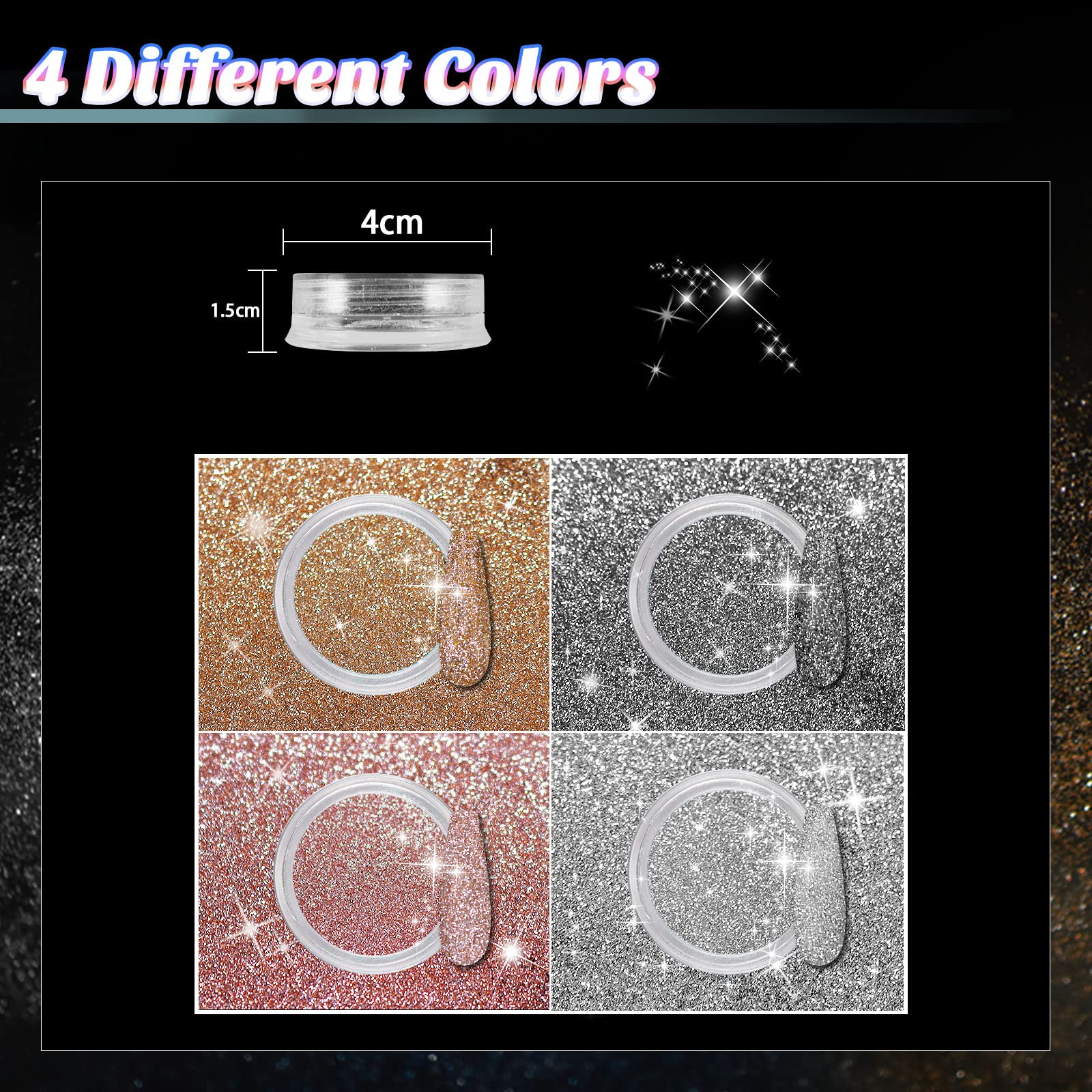 Allstarry diamond black swatch on nail creating dramatic reflective depth