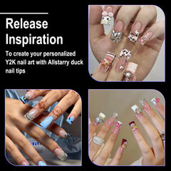 Allstarry applied on hand showing short duck nails for everyday wear