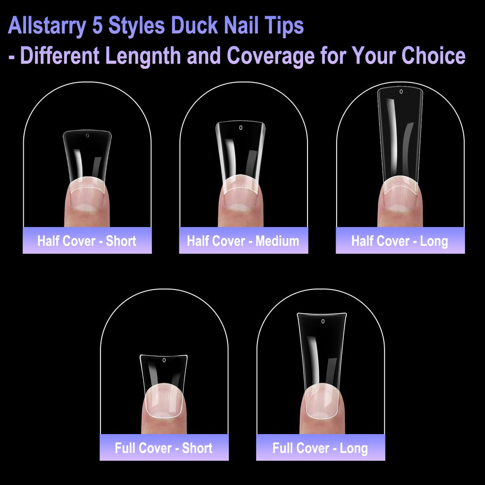 Allstarry styled crystal French on duck tips showcasing glossy finish