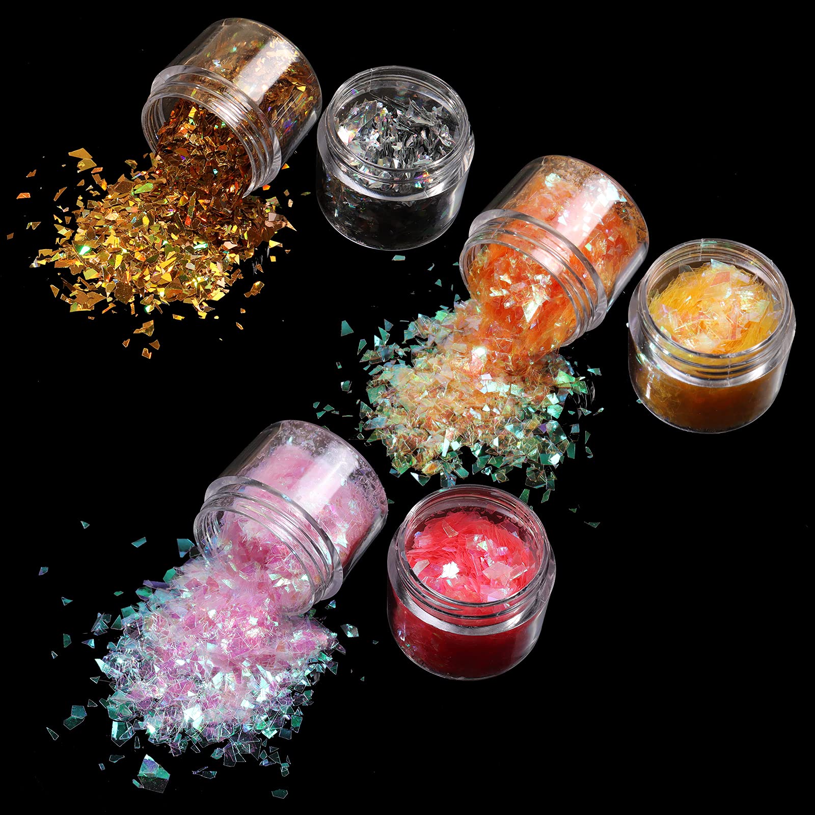 Allstarry glitter flakes applied on nail under topcoat for long-lasting shine