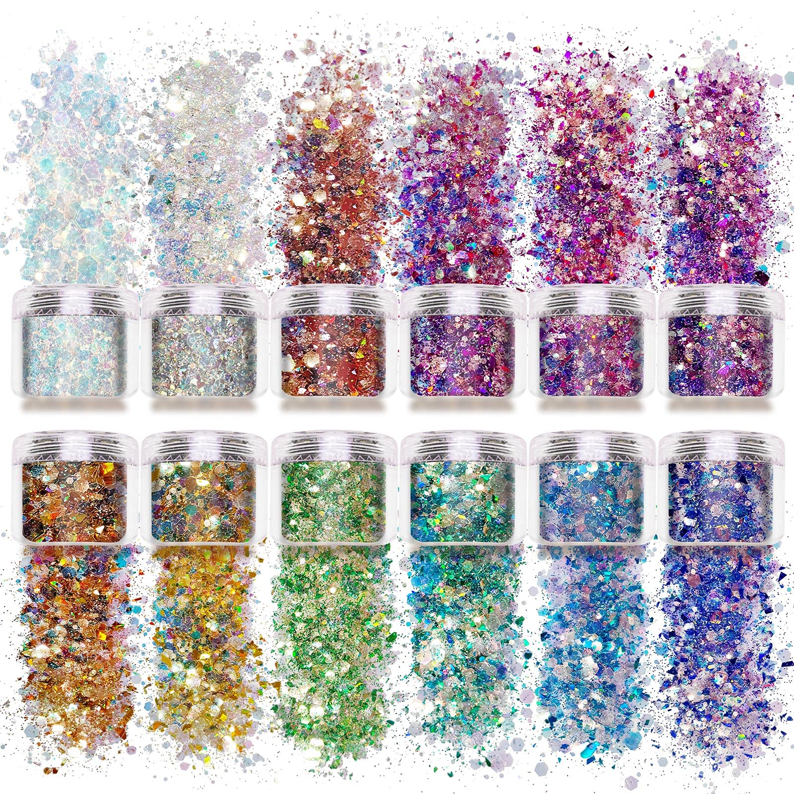 Allstarry front packaging showing 12 glitter colors and kit benefit