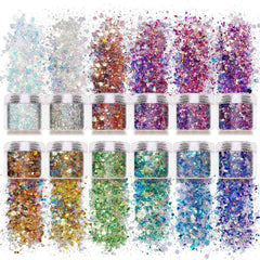 Allstarry front packaging showing 12 glitter colors and kit benefit