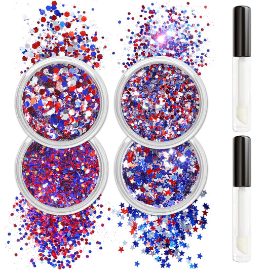 Allstarry front packaging showing complete patriotic glitter kit benefit quick application