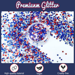 Allstarry holographic star glitter macro showing multi-color reflective finish