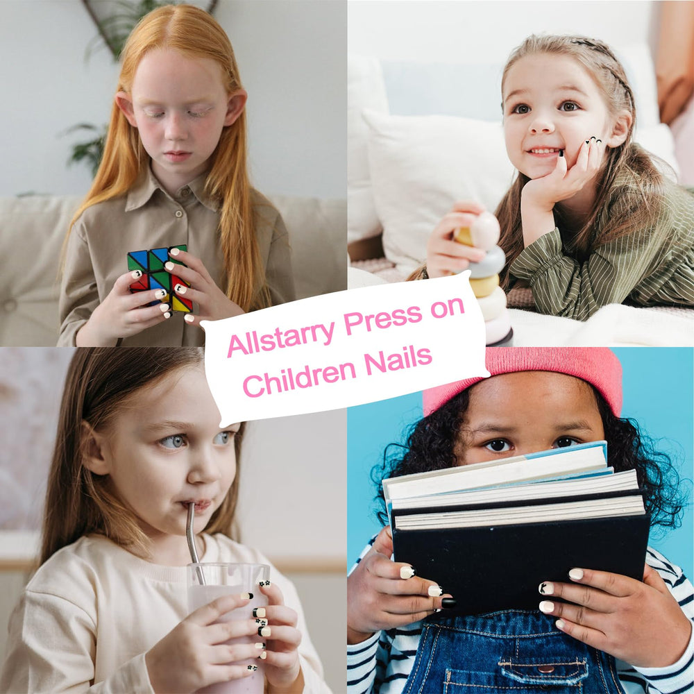 Allstarry nails in use on child hands demonstrating quick, mess-free application