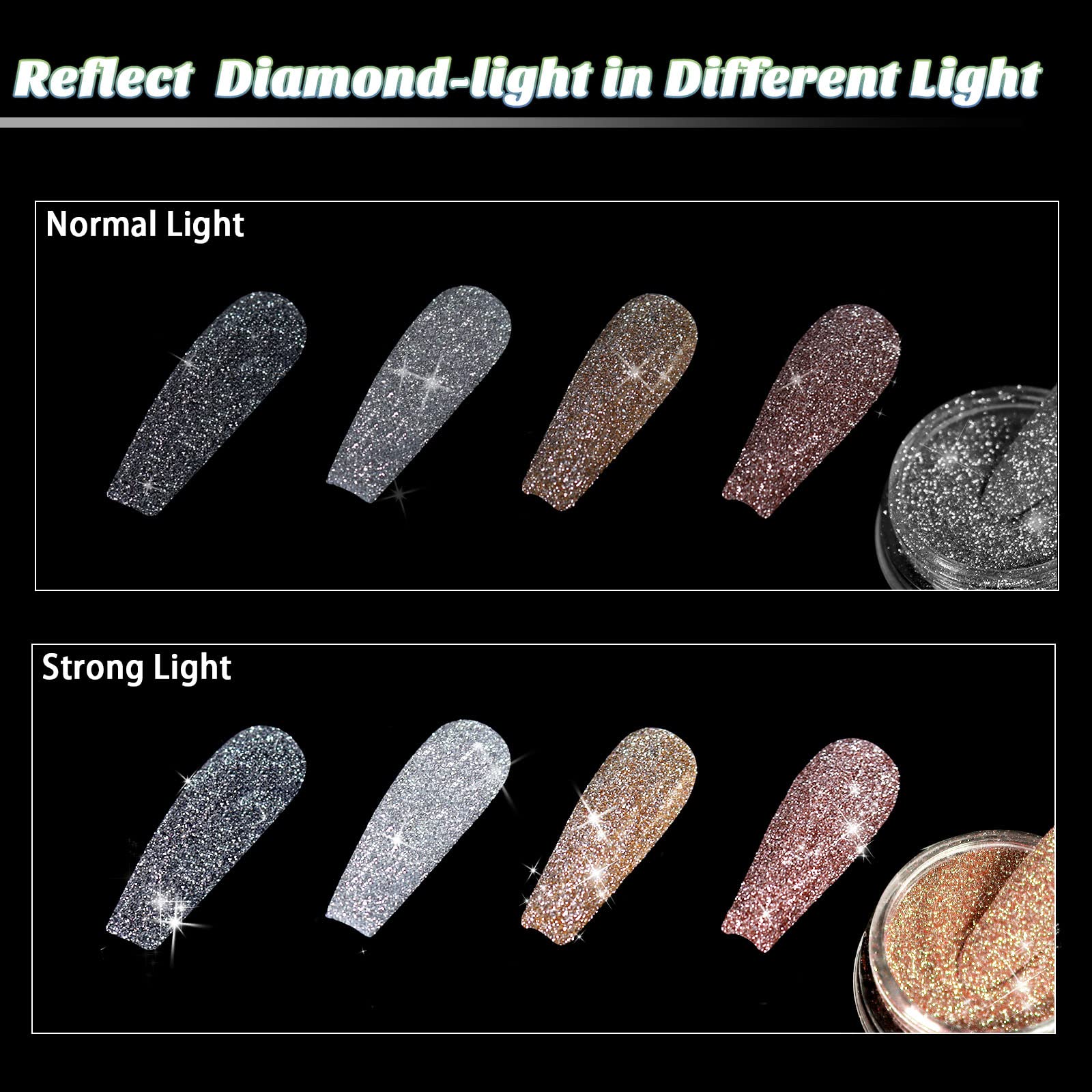 Allstarry silver white swatch on nail for bright mirror-like finish