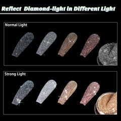 Allstarry silver white swatch on nail for bright mirror-like finish