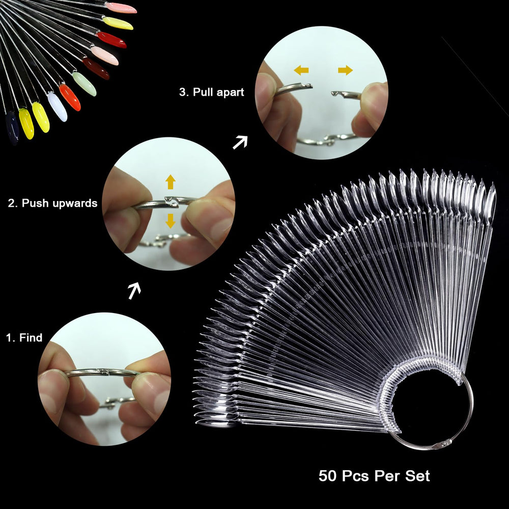 Allstarry clear tips in hand for size comparison showing portable, salon-ready convenience