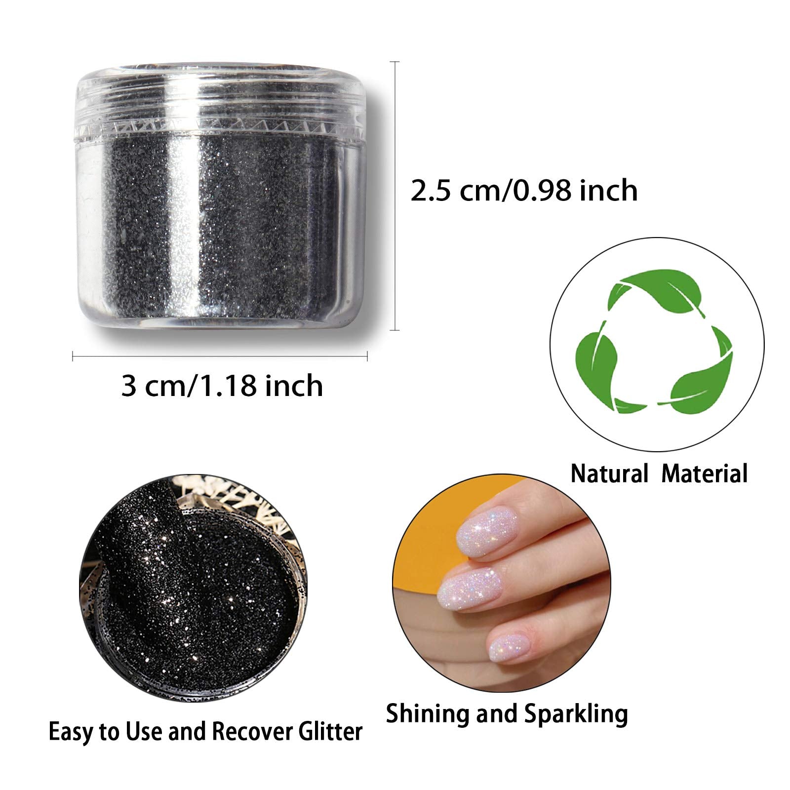 Allstarry open jars showing glitter powders and easy-access lids for quick use