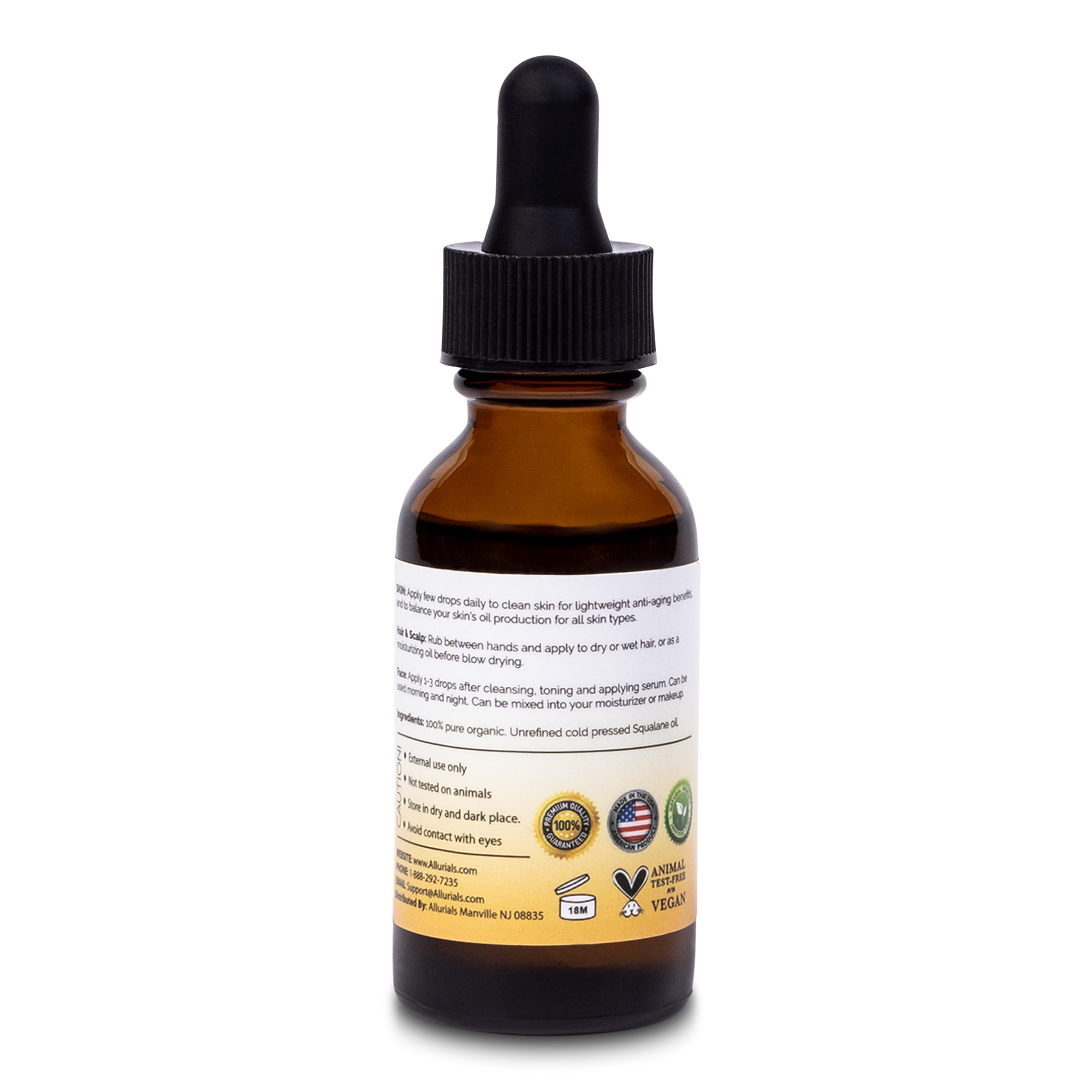 Allurials bottle on bathroom shelf in a calm routine setting for ease