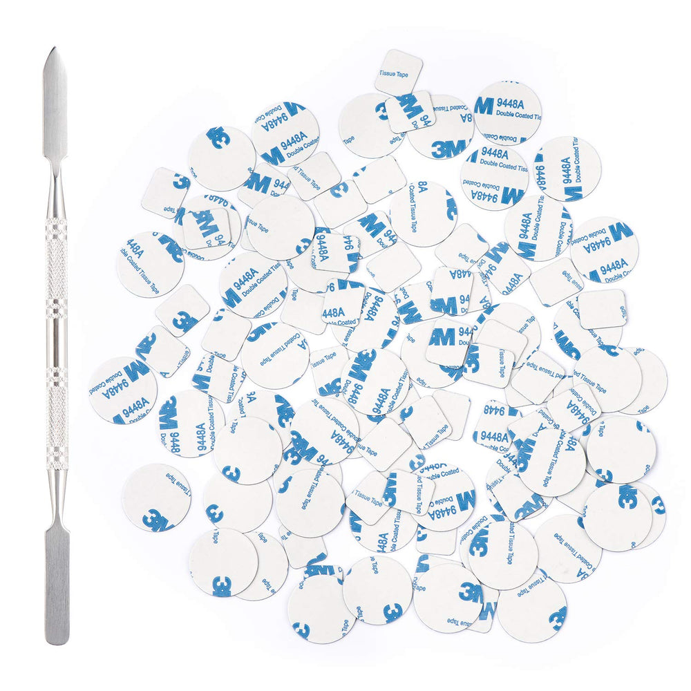 Allwon front view of sticker kit showing 100 metal adapters and spatula for quick palette customization
