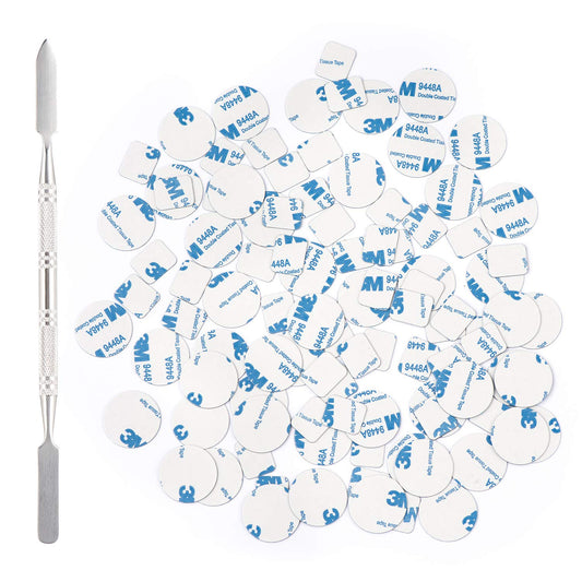 Allwon front view of sticker kit showing 100 metal adapters and spatula for quick palette customization