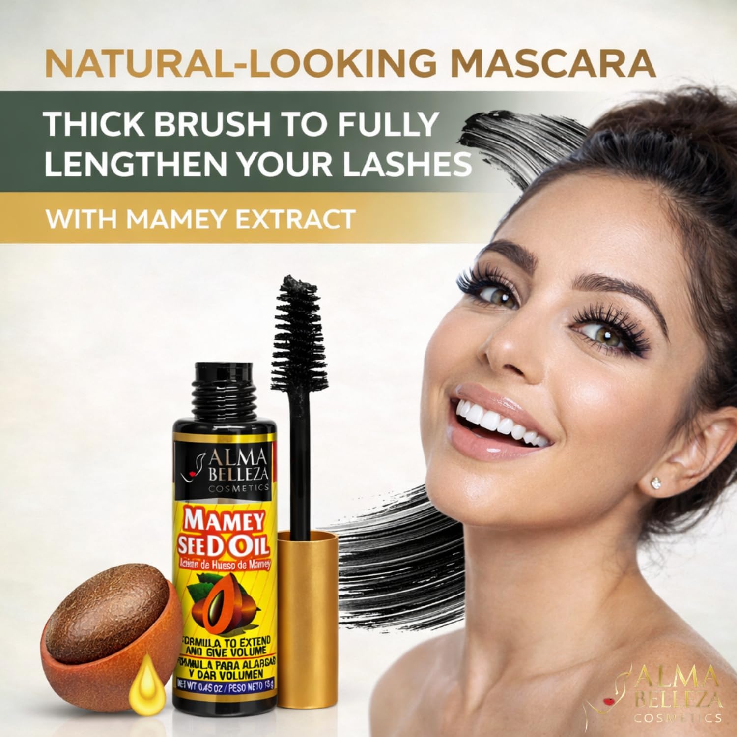 Alma Belleza mamey seed visual highlighting natural oil ingredient benefit