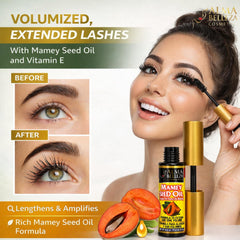 Alma Belleza on model eyes displaying lifted, defined lashes after application