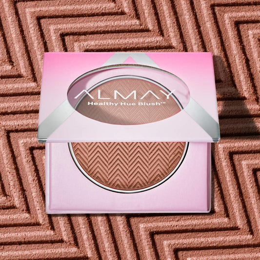 Almay close-up of blush pan texture showing smooth blendability benefit