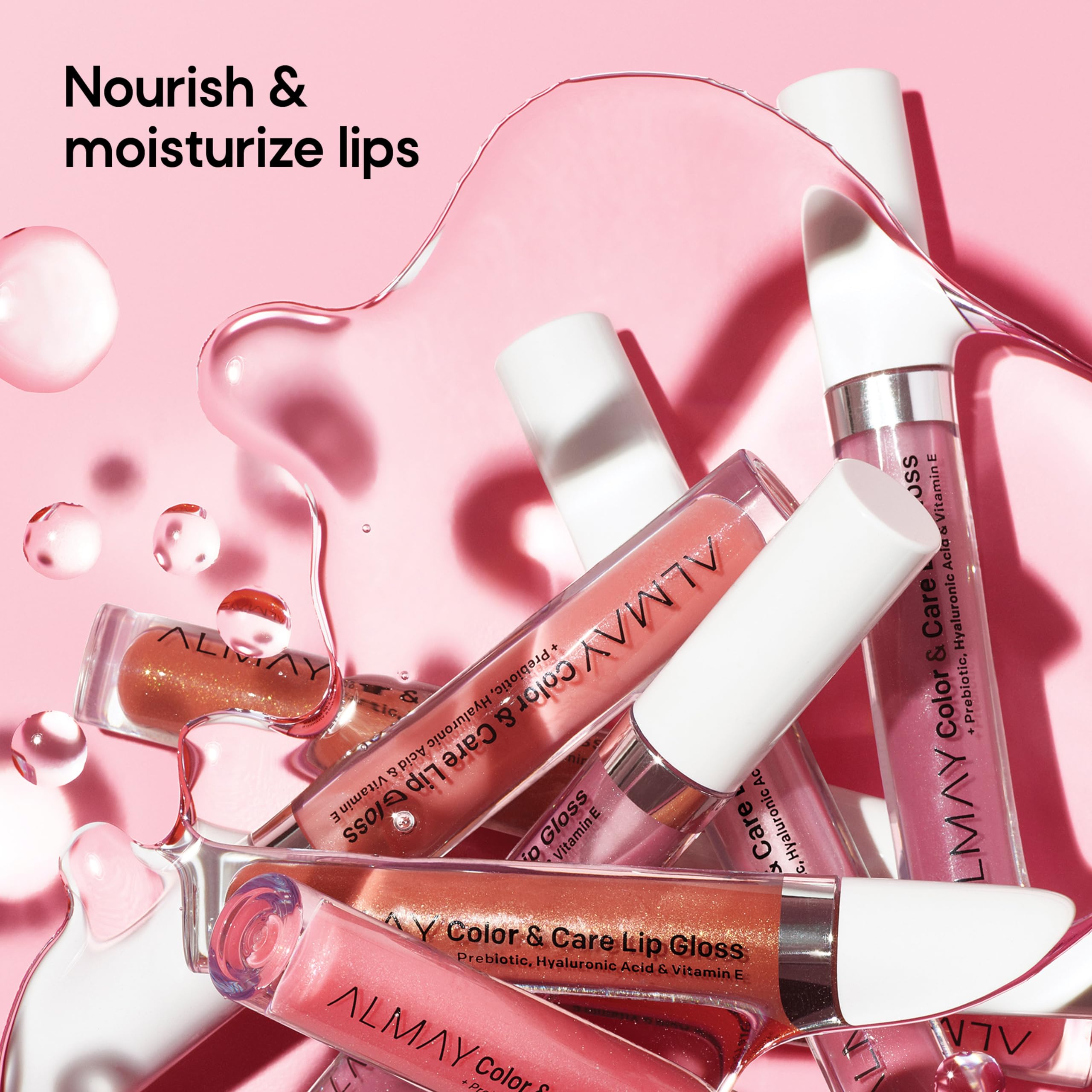 Almay on lips in use with 200 Rose Glow adding natural shine