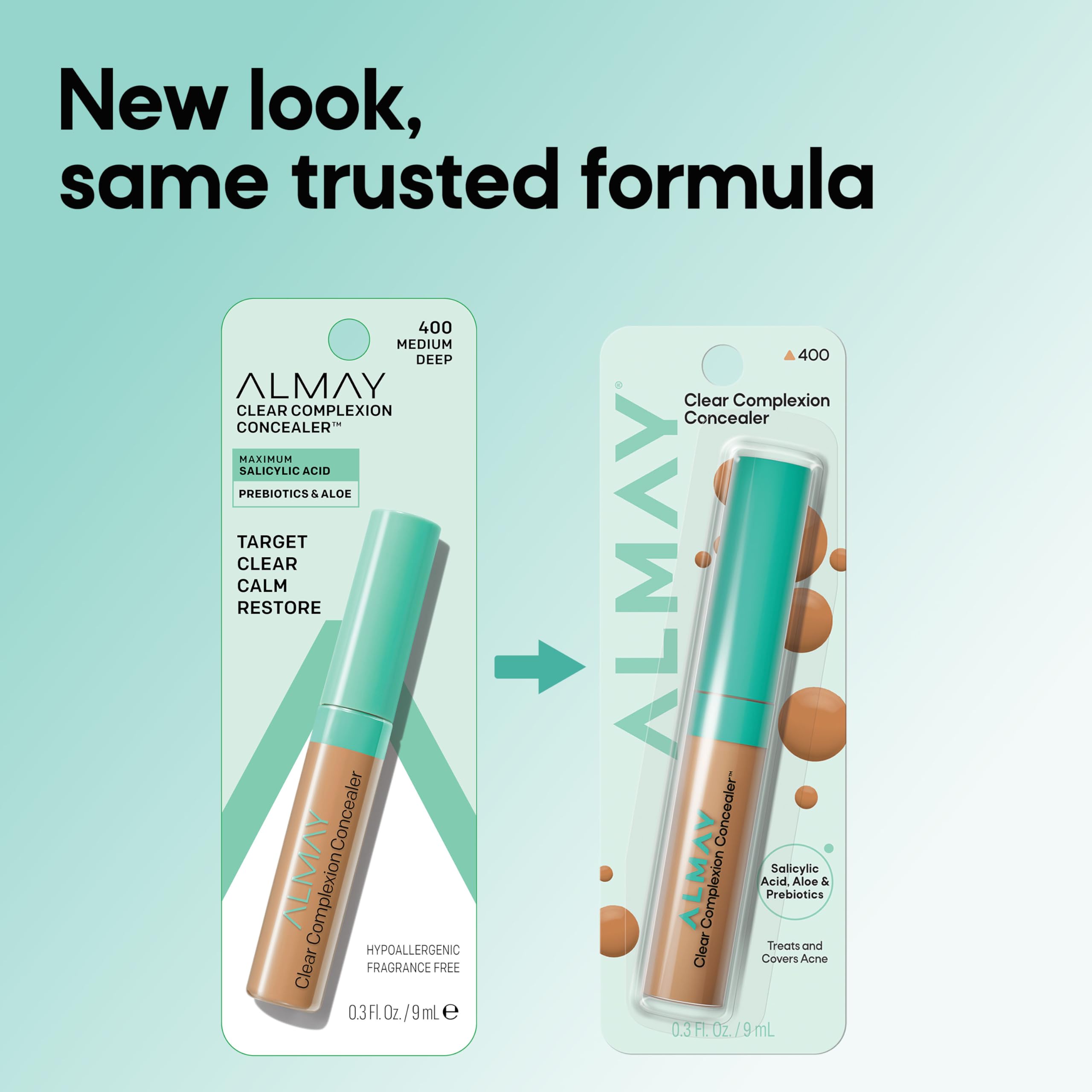 Almay concealer blended finish on skin highlighting natural matte, non-cakey effect
