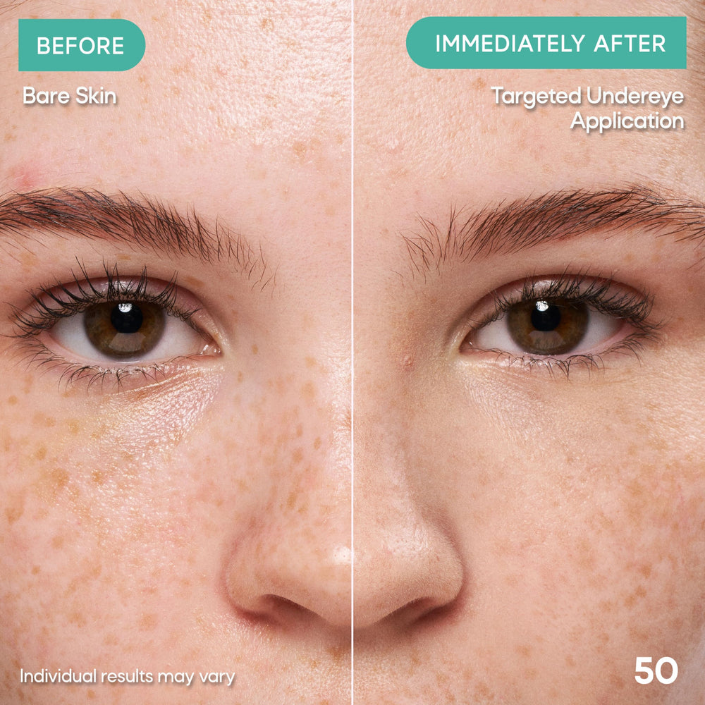 Almay concealer beside ingredient list showing salicylic acid and prebiotics