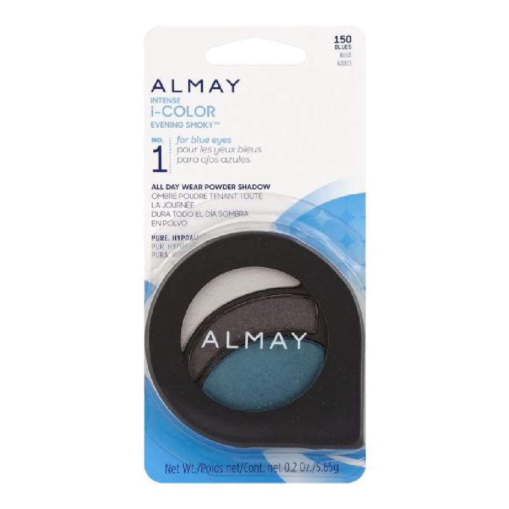 Almay Intense i-Color Blues front packaging showing palette and shades for flattering blue eyes