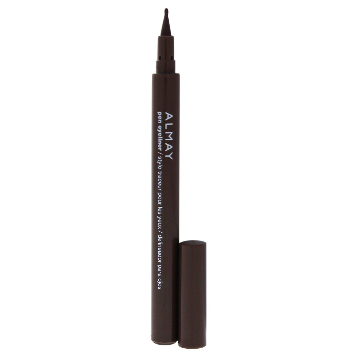 Almay eyeliner pen front view showing sleek brown packaging and precision
