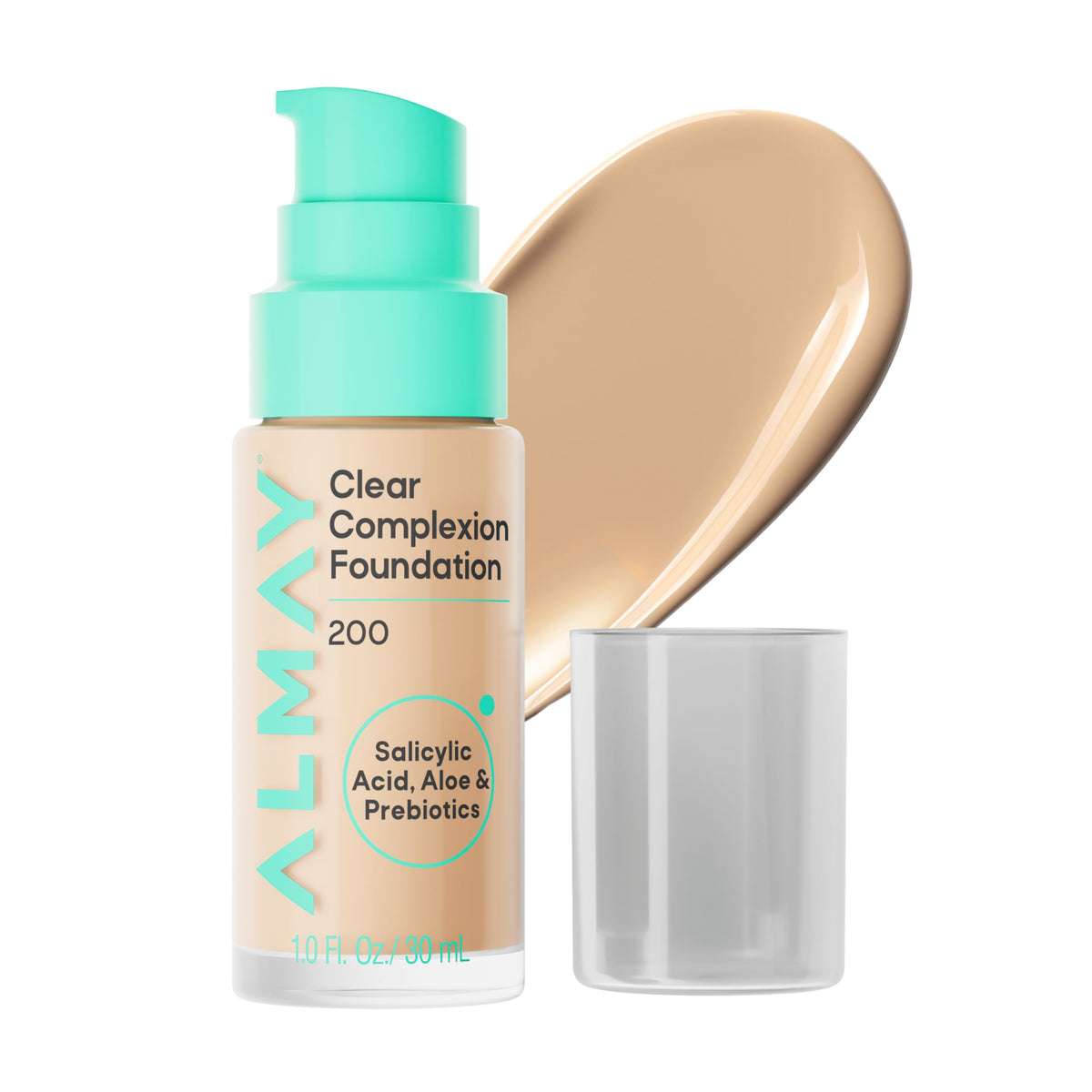 Almay foundation front bottle showing label and shade 200 for easy identification and coverage
