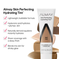 Almay hydrating liquid foundation swatches on skin show shade 130 Sand match and coverage