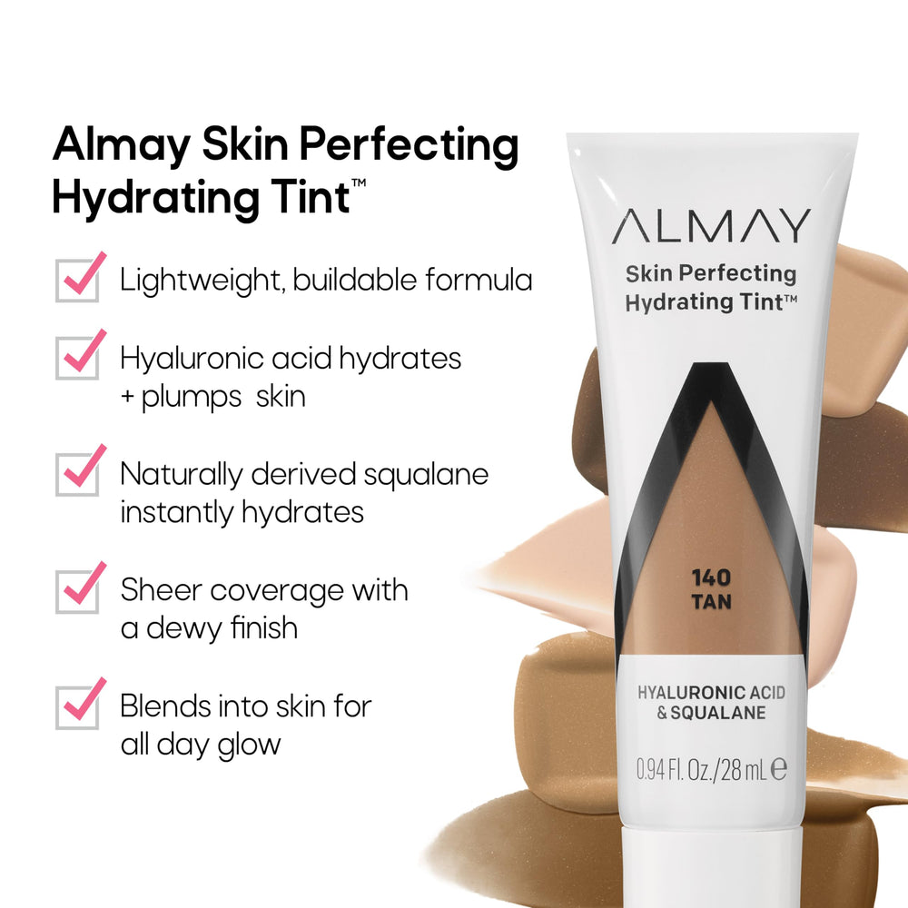 Almay pump and cap detail highlighting PCR cap and controlled-dispense benefit