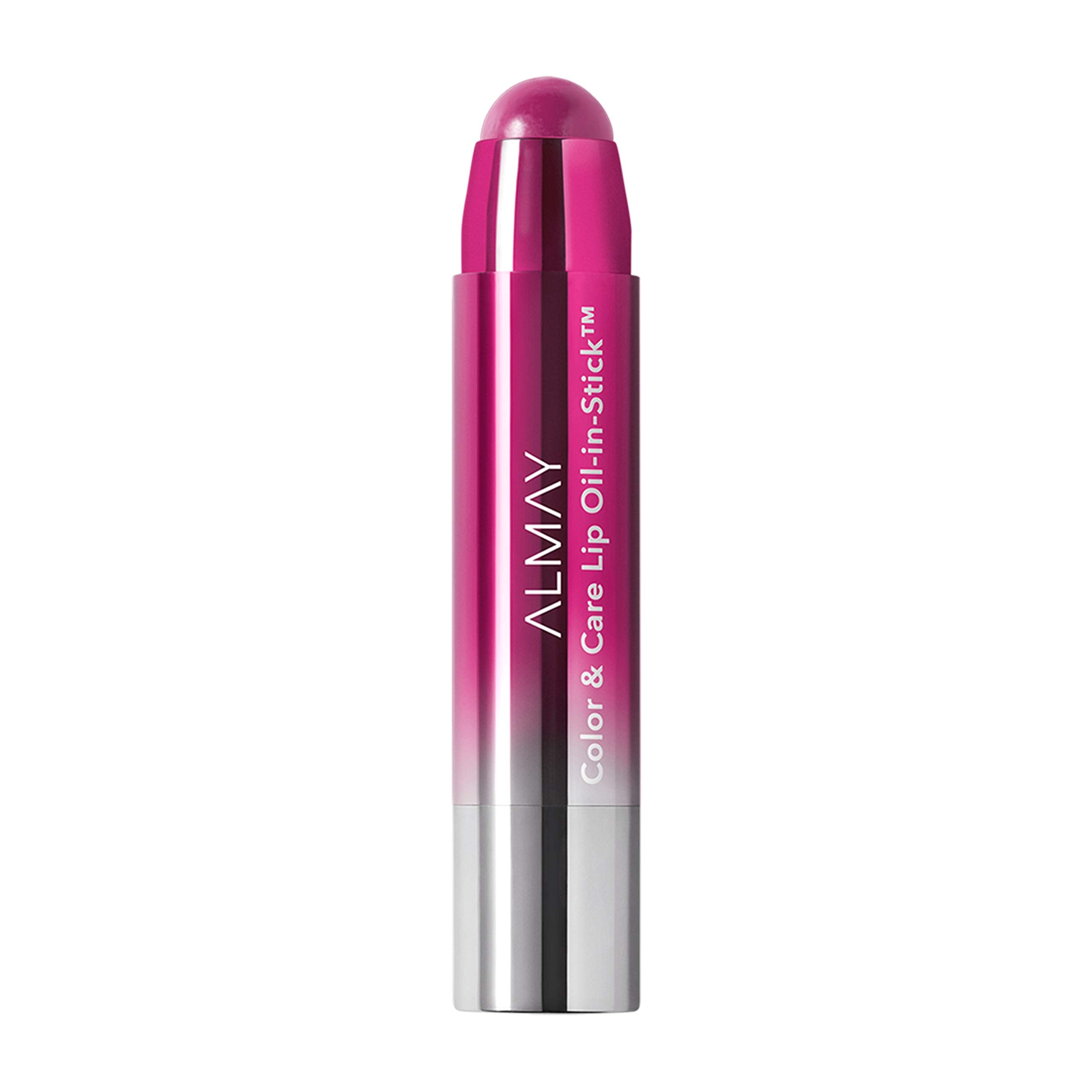 Almay lip oil with cap removed highlighting applicator, convenient travel benefit