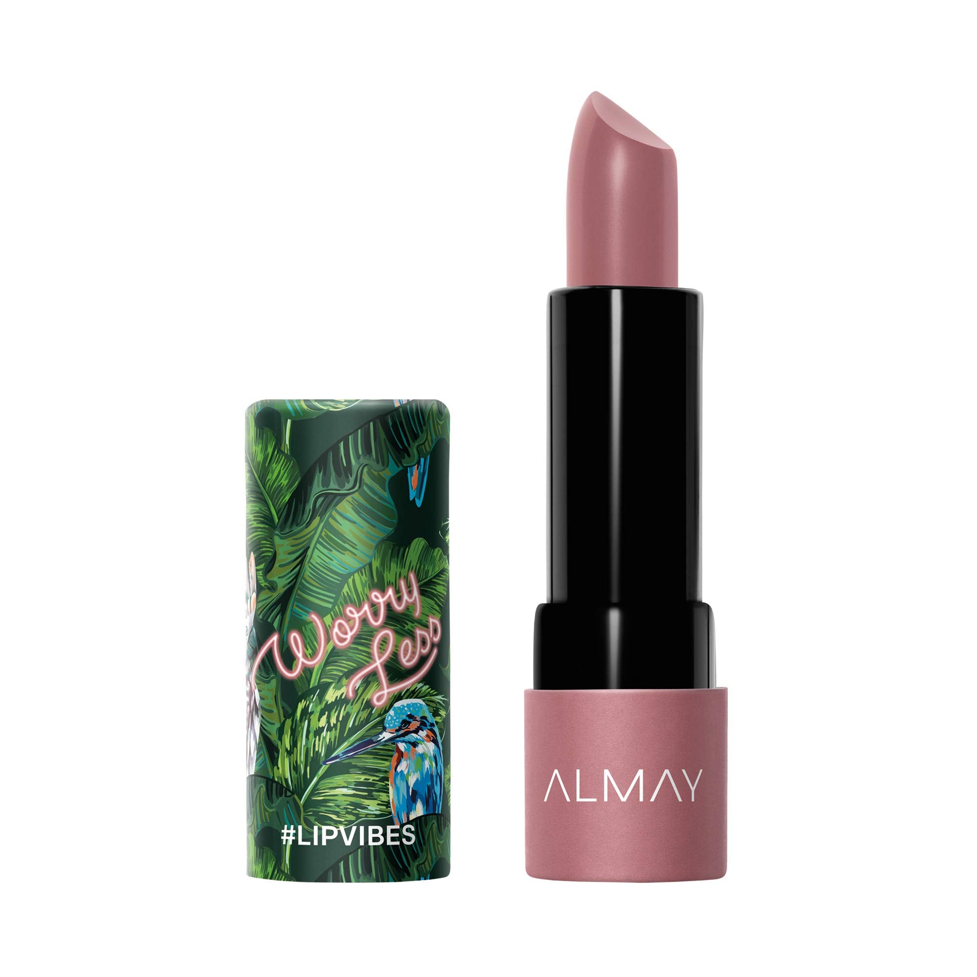 Almay Lip Vibes cream swatch on skin showing rich color payoff and hydration