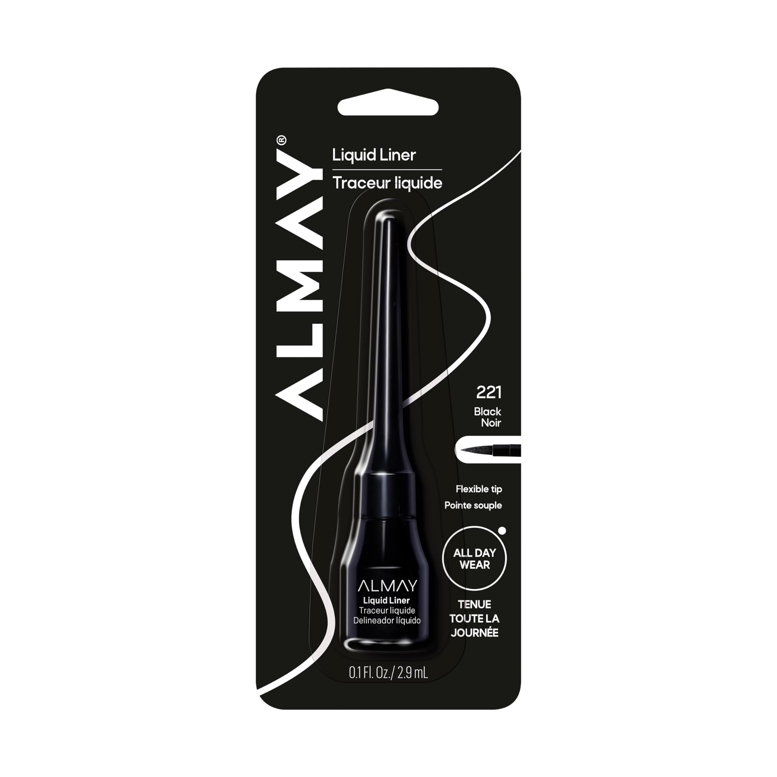 Almay liquid eyeliner 221 Black front view showing sleek bottle and label for easy identification