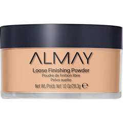 Almay front packaging of loose finishing powder showing shade and clean branding benefit of clear choice
