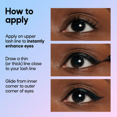 Almay eyeliner in a makeup bag lifestyle shot showing travel-friendly convenience