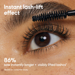 Almay application on model showing lifted, elongated lashes for natural enhancement